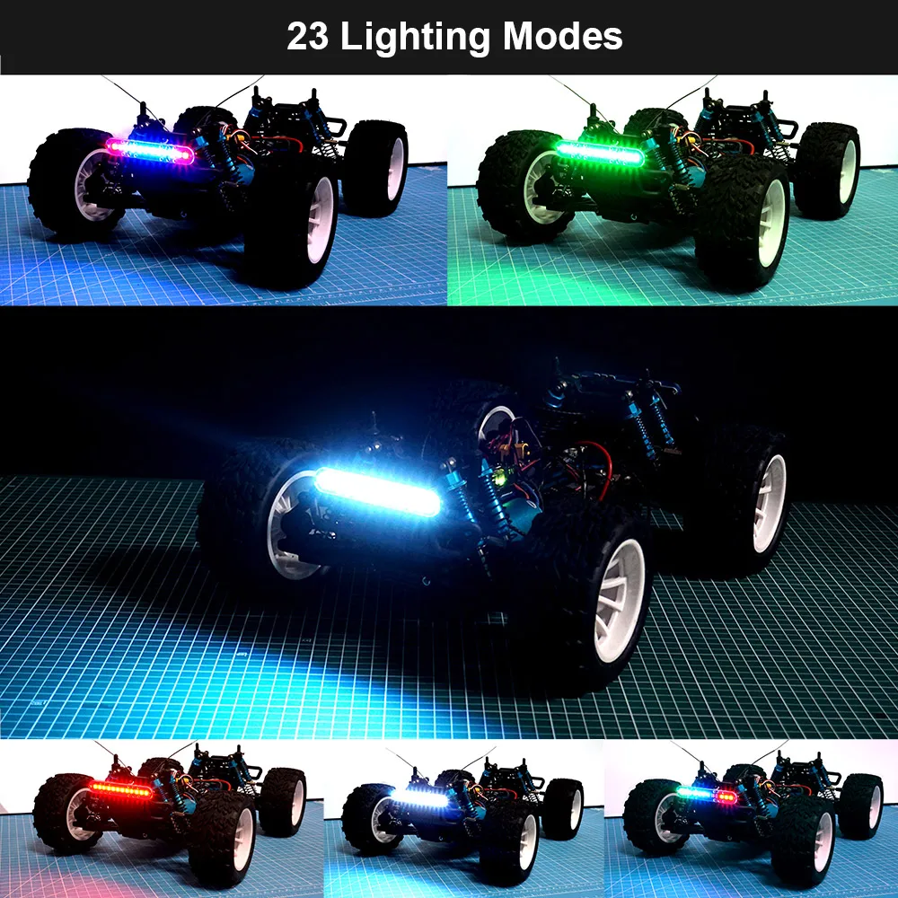 RC LED Light Bar 23 Modes Roof Lamp Headlight Tail Light Kit Bumper Light Compatible with Traxxas RC Car Truck Crawler Tamiya