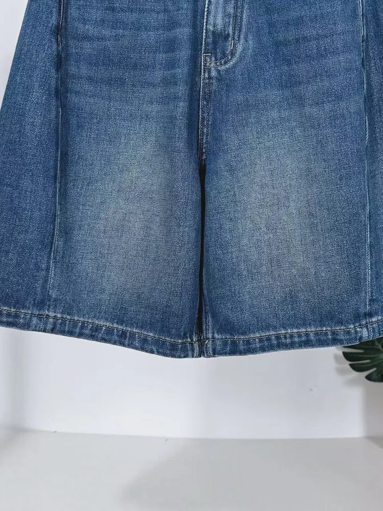 Amerikaanse Sle Casual Hoge Taille Losse Bermuda orts Vijf Knoppen Ritssluiting Wijde Pijpen Zomer Denim Jeans Dames Faion