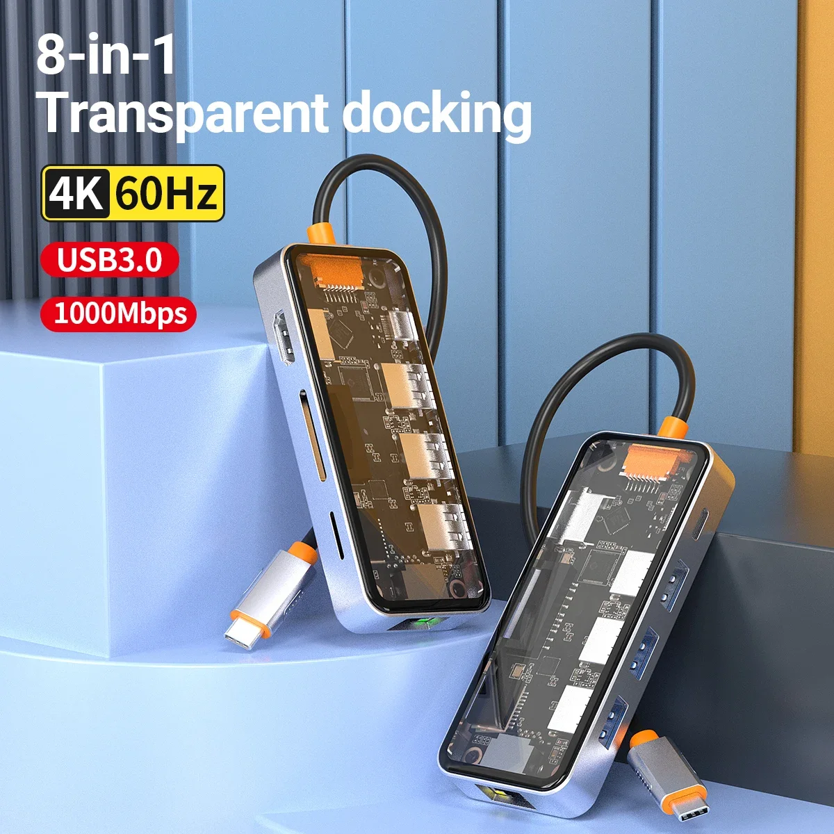 

Gigabit USB C Hub USB-C Hub (8-in-1) with 4K60Hz HDMI-compatible 100W Power Delivery USB-C 2 USB 3.0-A 5 Gbps Data Ports Hub