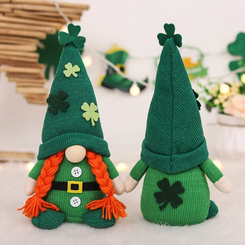 St Patrick's Day Gnome Faceless Doll Decoration Green Plush Doll  Irish Day Party Decor Saint Patrick Ornaments Irish Gifts New