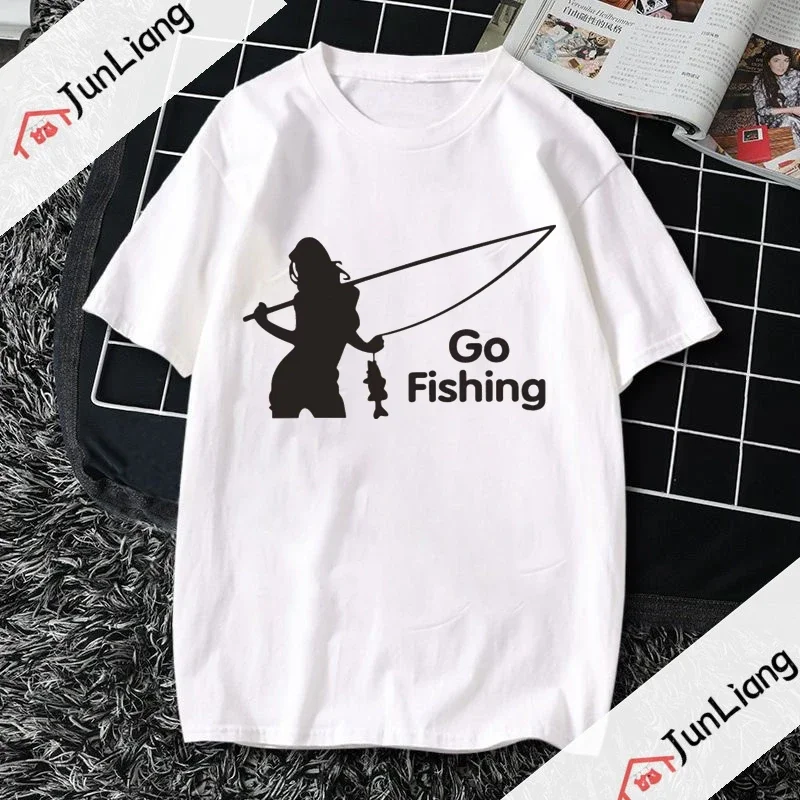 Fischer Schönheit Angeln Casual Lustiges Atmungsaktives Shirt Freizeit Grafik T-Shirts Hipster Kleidung Humorvolles Unisex T-Shirt