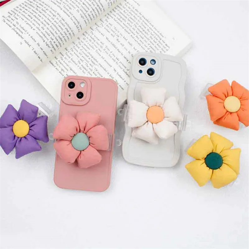 3D Flower Wrist Band Hand Finger Grip Mobile Phone Holder Stand Universal Phone Socket Holder Ring Grip Pocket Clip