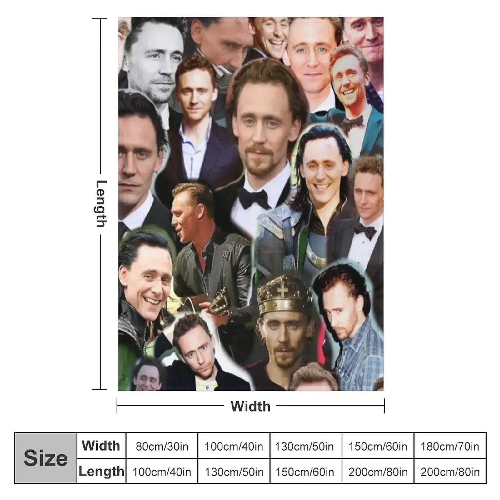 Tom Hiddleston Photo Collage Throw Blanket couch cozy soft plush fuzzy picnic outdoor blanket