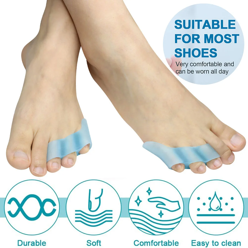 Pexmen 2/4Pcs Pinky Toe Separator Gel Toe Protectors for Curled and Overlapping Toes Little Toe Spacer for Friction Blister