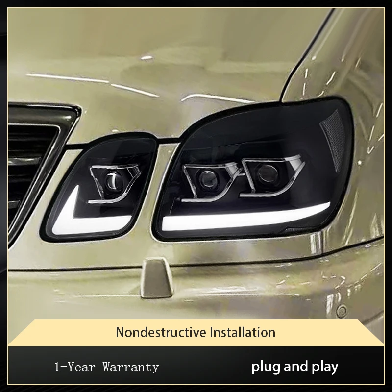 A Pair of Car Stuff Modified For LX470 Lexus 1998-2007 Front Light DRL 2 PCS Head Lamp Full LED Plug And Play Tool Accessories