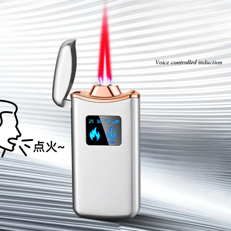 High-looking Intelligent Voice-activated Induction Red Flame Lighter with Four Ignition Modes and Power Display Gas Lighter