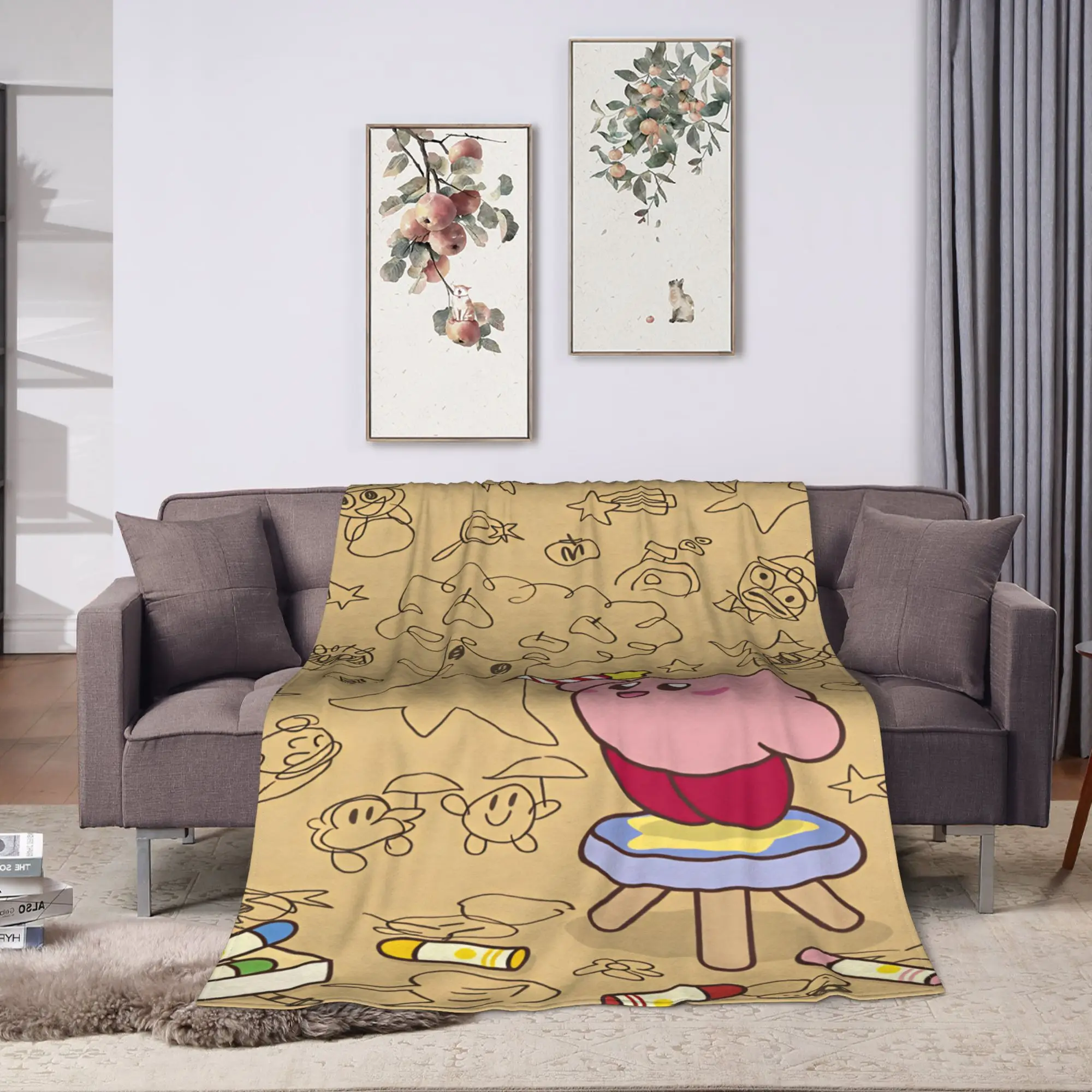 K-Kirbies  Blanket Quality Warm  Throw Blanket Winter Decorative Couch Chair Aesthetic Bedspread