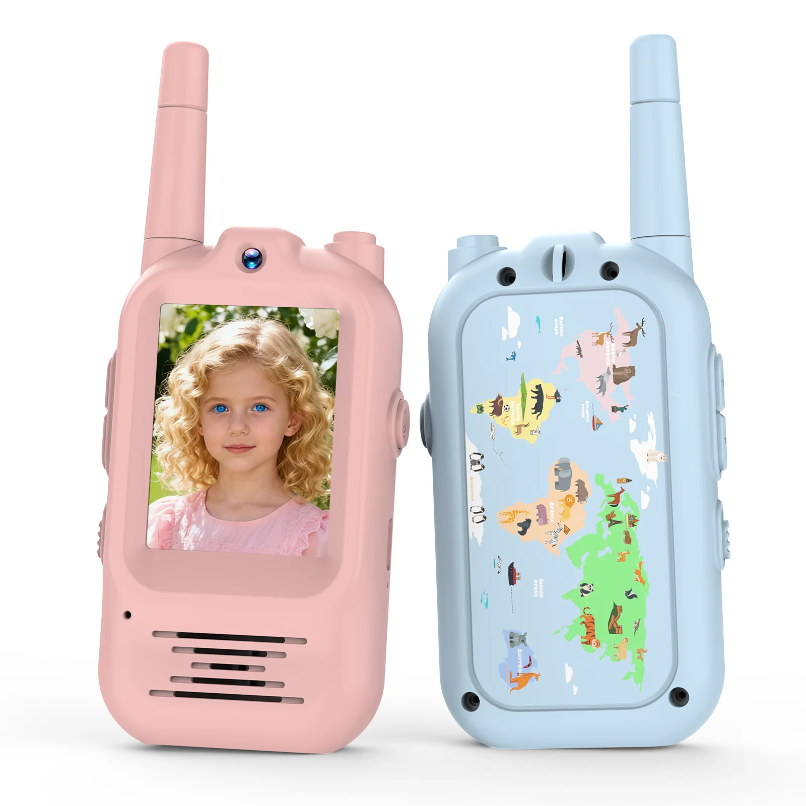 2PCS Kids Video Walkie Talkie Parent-Child Interactive Leisure Pager Remote Intercom Mini Telephone Toy for Gift