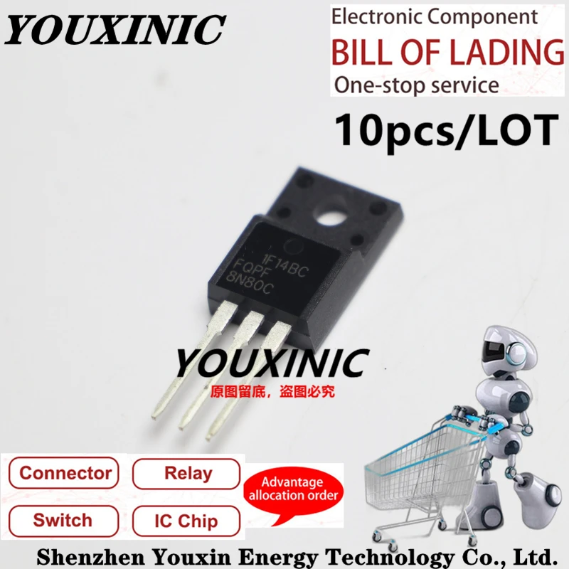 YOUXINIC 2019+ 100% New Imported Original  FQPF6N80C 6N80  FQPF8N80C 8N80C  TO-220F Field Effect  5.5A  8A 800V