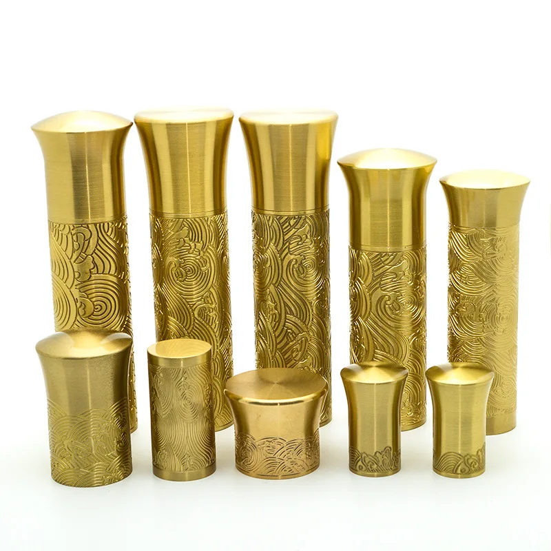 Cubierta de cobre tallada, nuevos accesorios de muebles chinos, cubierta de reposabrazos y pies de latón, postes de cama, silla de banco, cubiertas de cobre talladas