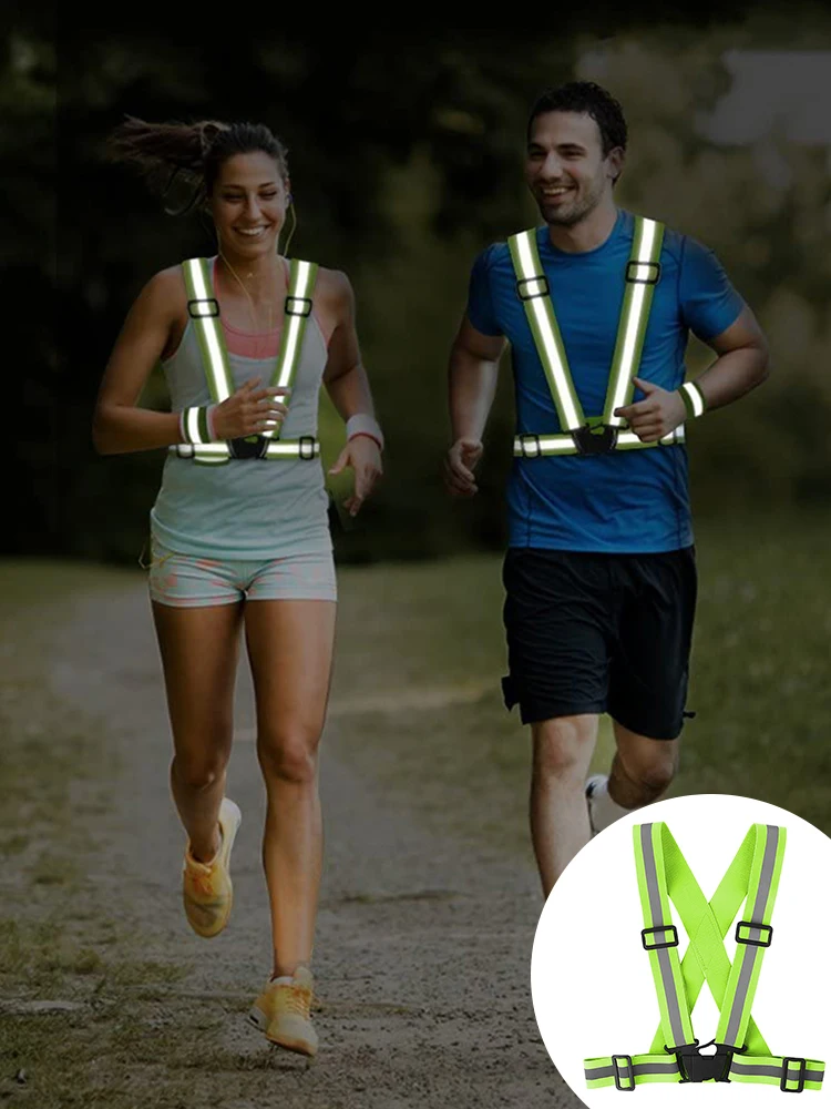 AliExpress NONE Adjustable Lightweight Reflective Vest for Outdoor Night Walking Biking Safety Gear Waterproof Running Safety Vests with Straps