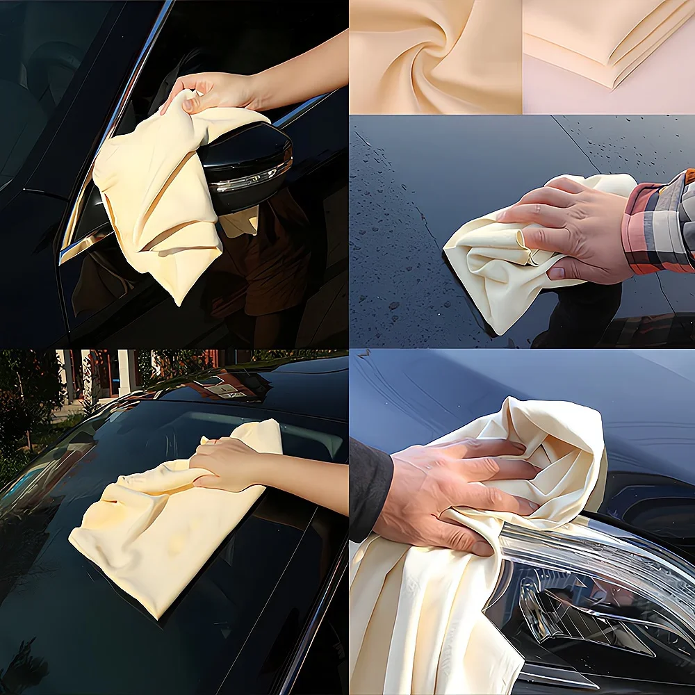 1pcs 60X90cm Auto Extra Large Motorcycle Natural Drying Free Shape Genuine Deer Skin Leather Cloth Wash Table Car Cleaning Stuff