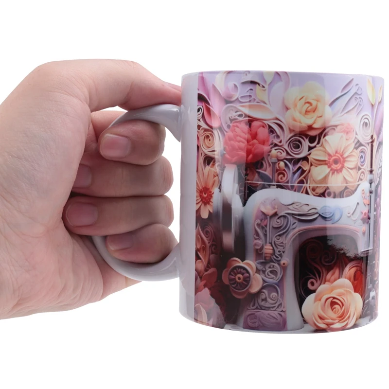 New 3D Sewing Painted Mug Creative 3D Space Mug Christmas Gift Home Decor Mugs Coffee Cups Room Decoration And Display B Durable