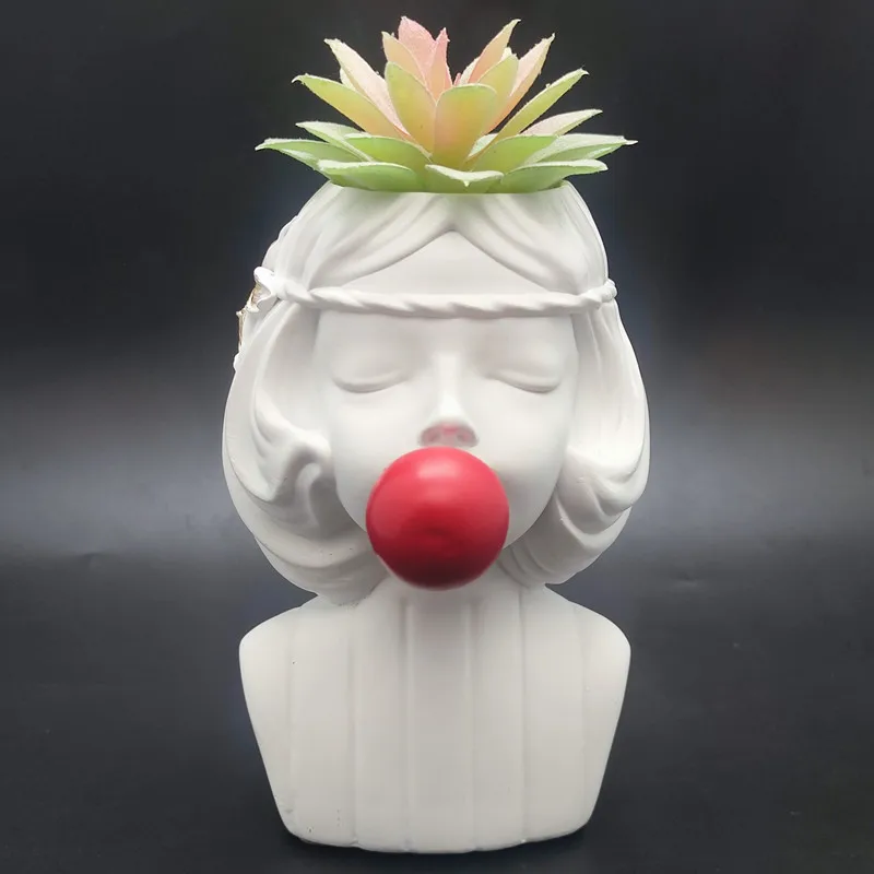 Large Silicone Mold Blowing Balloon Girl Vase Plant Resin Plaster DIY Making Vase Cactus Silicone Mold Home Decoration Tool