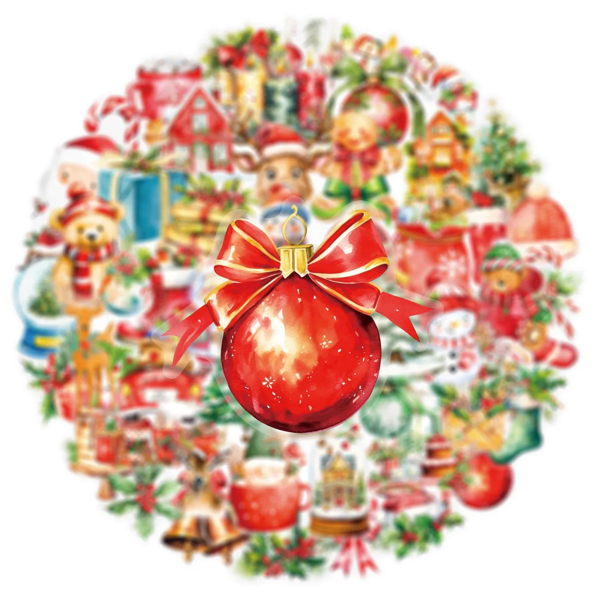 10/30/50PCS Cartoon Transparent Christmas Graffiti Stickers Creative Decoration Window Children's Party Gift Box Decal Toy