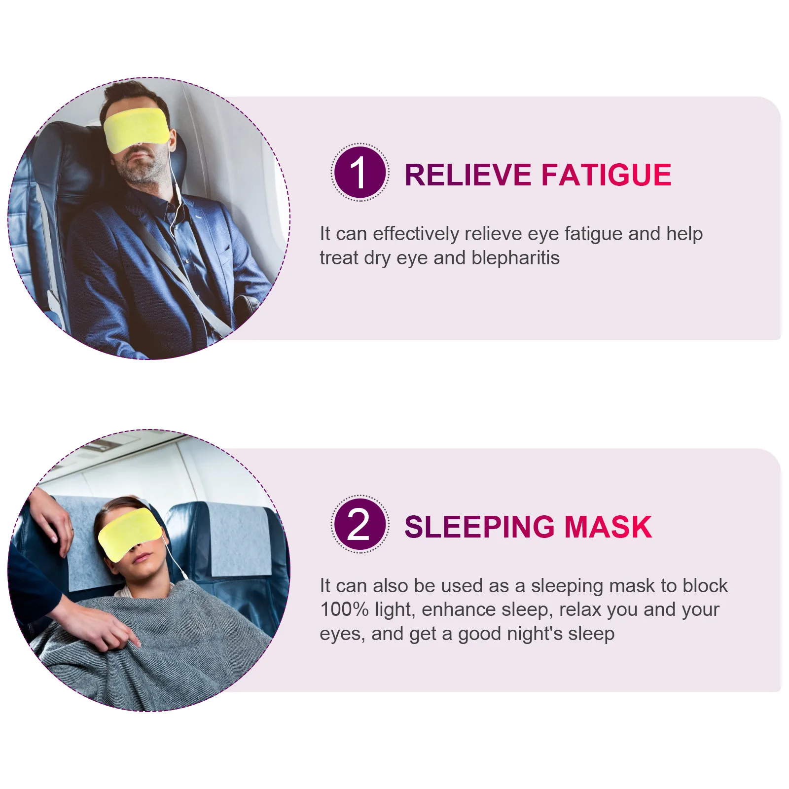 

Heating Steam Eye Mask USB Heated Pad Massage Yellow Crystal Velvet Powered Eyes