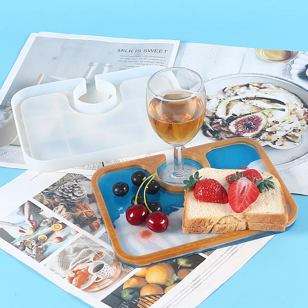 

Red Wine Tray Silicone Mold Film Snack Afternoon Tea Mug Display Making Home Decoration DIY Epoxy Resin Mold Art Supplies