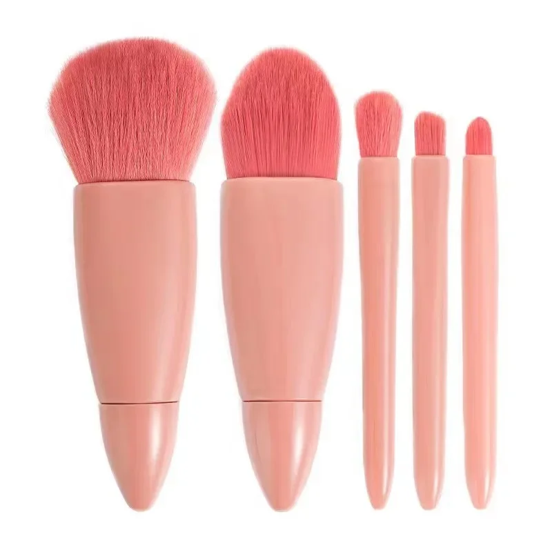 Set di mini pennelli per trucco portatili da 5 pezzi Pennello per fondotinta Pennello per ombretto Pennelli per trucco morbido in fibra per donne Principianti di trucco