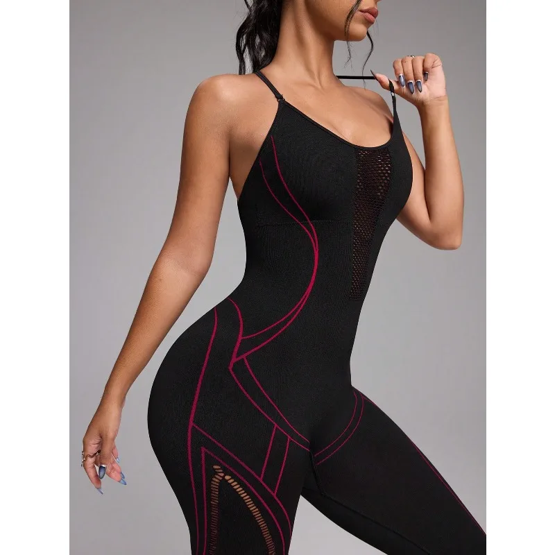 بدلة قفز نسائية من كريسناس قابلة للتنفس 2026 أنيقة ضيقة متقاطعة من الخلف ملابس رياضية شبكية سراويل رياضية للصالة الرياضية ملابس نسائية