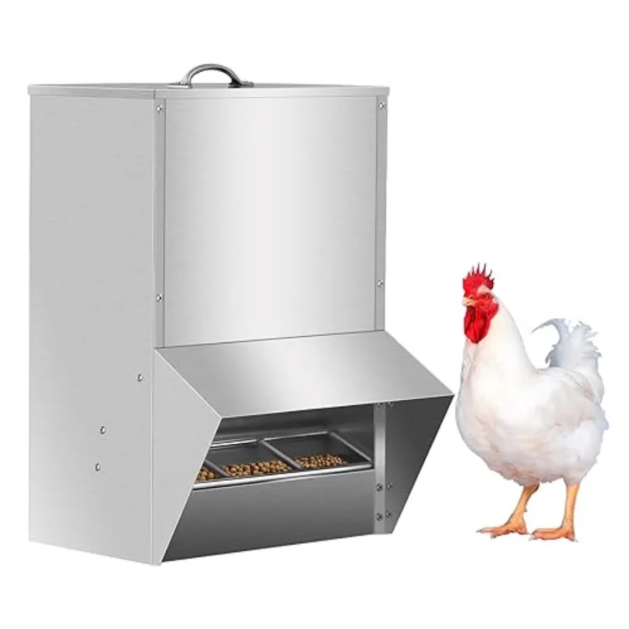 

Оцинкованная кормушка для кур, 30 фунтов, без потерь, защита от грызунов, подвесная, с крышкой, из погодостойкой стали