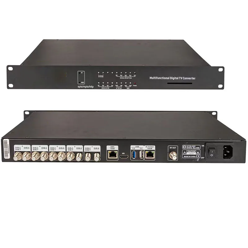 TV Modulator Digital Terrestrial IP UDP RTSP DVB-S2/DVB-T2/DVB-C/ISDB-T to  5-Channel Metal Universal Voltage