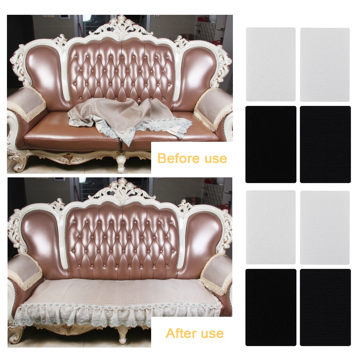 

50 PCS Non-slip Stickers Back Pads Hook and Loop Carpet Nonslip Patch Blanket Anti-slip Nylon