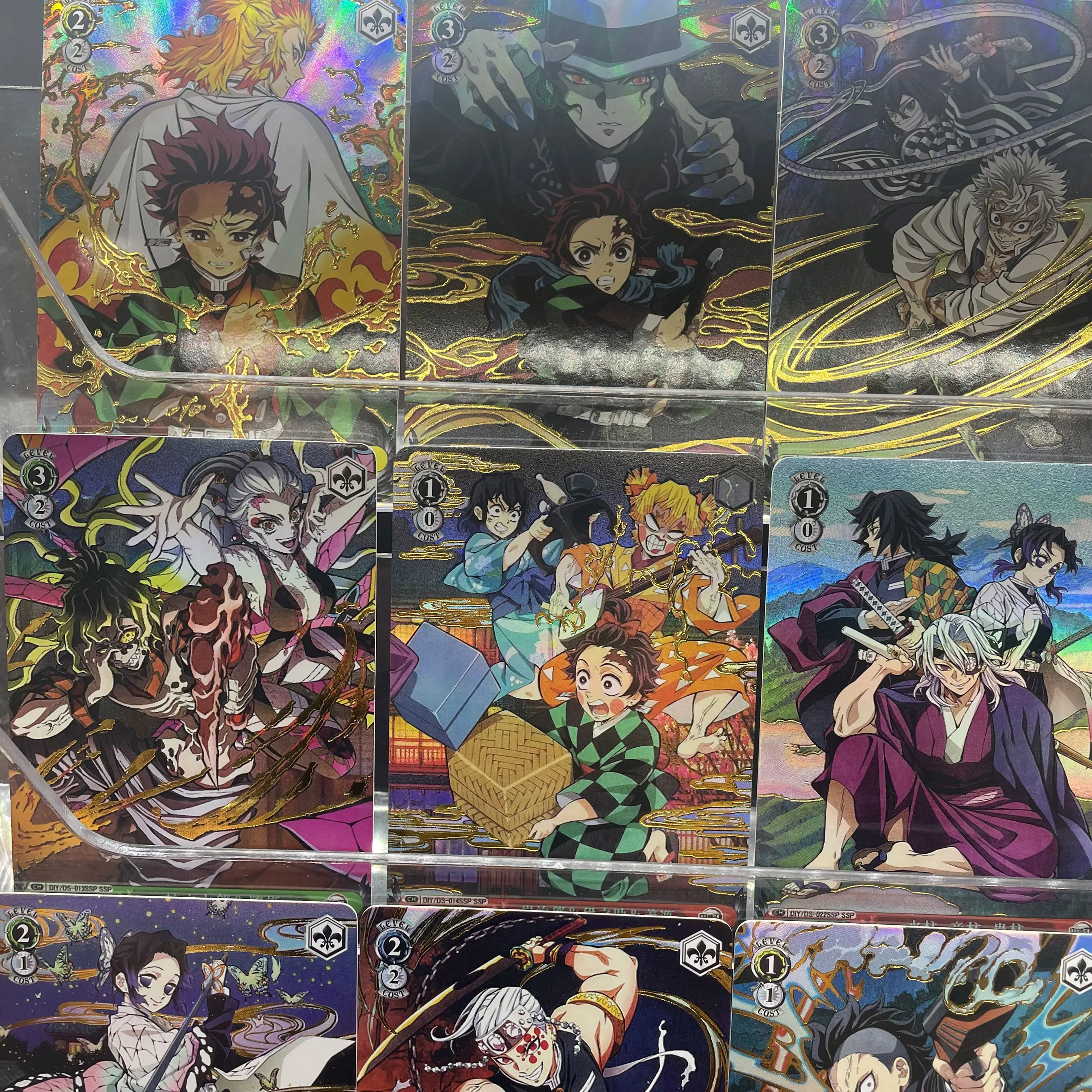 Anime Demon Slayer 22Pcs/Set Collection Flash Card Kamado Tanjirou Kochou Shinobu Diy Coarse Color Series Cartoon Figures Toy