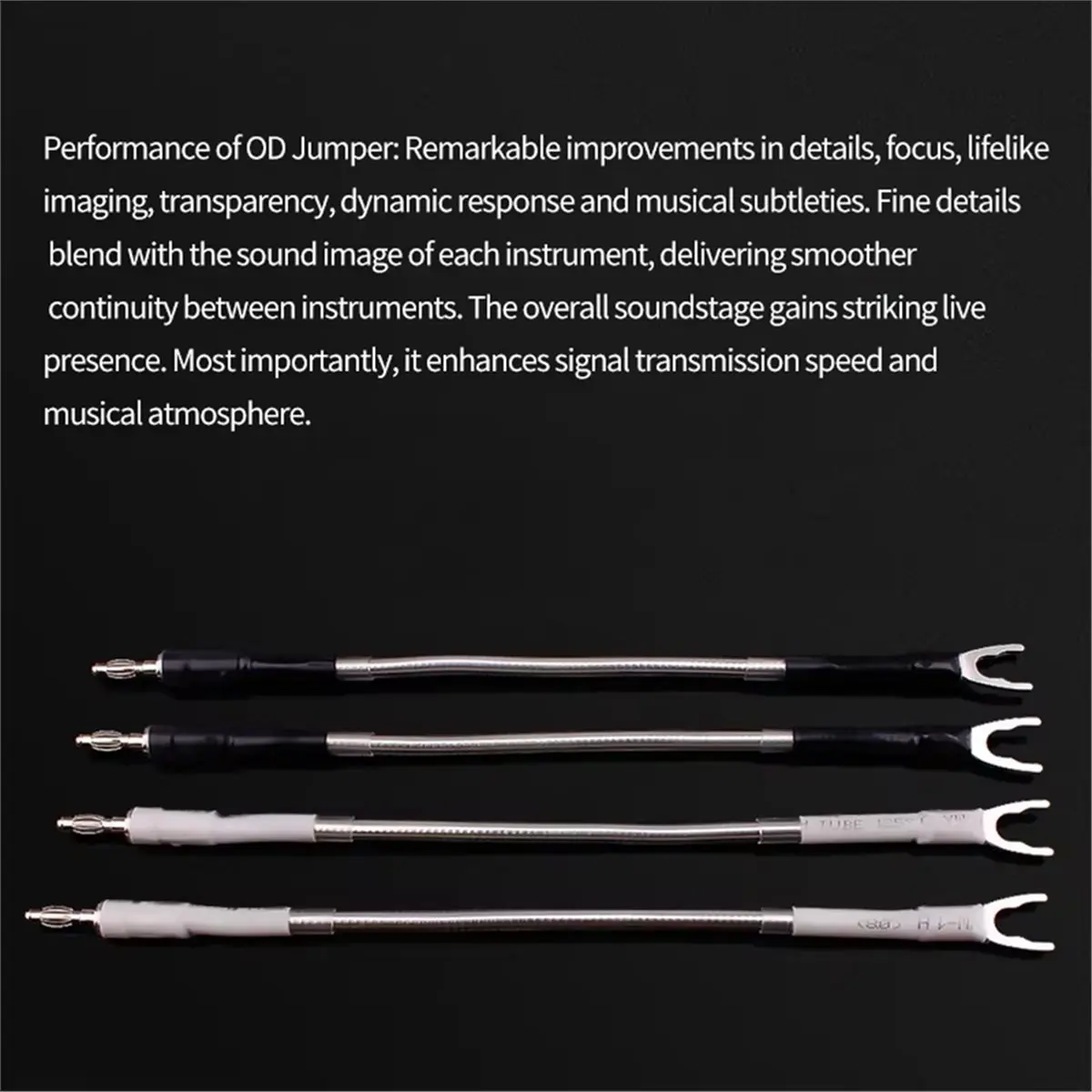 4PCS Silver-Plated Speaker Jumper Audio Cable Banana to Y Spade Plug High Fidelity Speaker Wire for Audio Enthusiasts