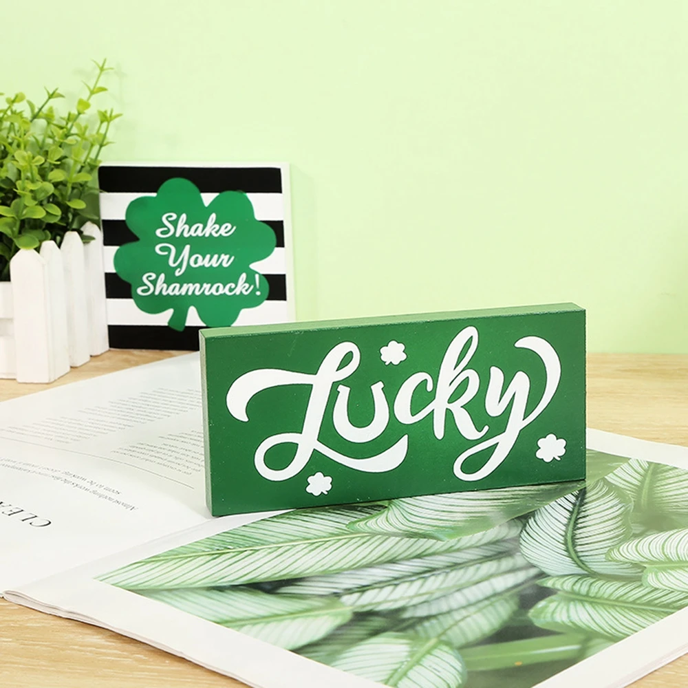 St. Patrick's Day Table Signs Indoor Tiered Tray Decoration for Home Kitchen Mantle Wood Signs Irish Themed Party Supplies