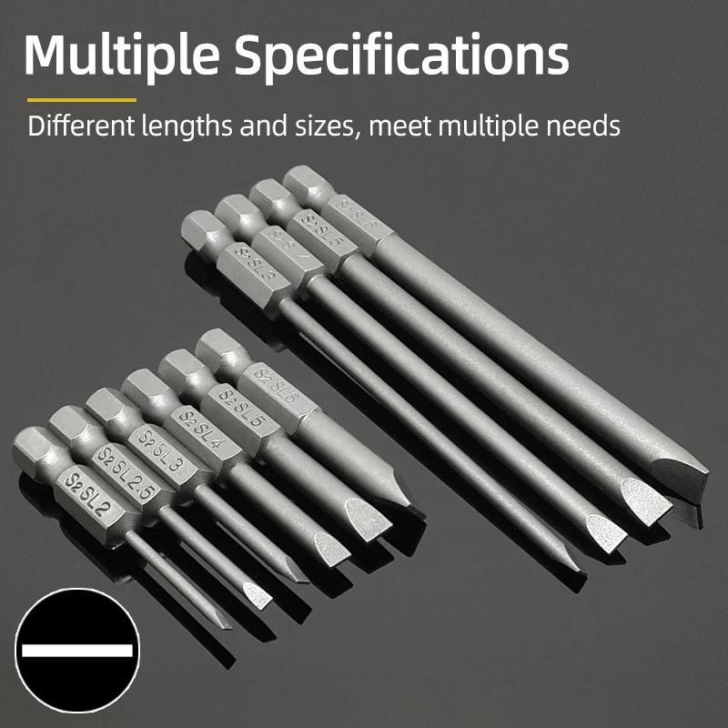 Flat Head Slotted Screwdriver Bits 50/100mm 2.0-6.0mm Magnetic Tip Screw Driver Drill Bit 1/4\