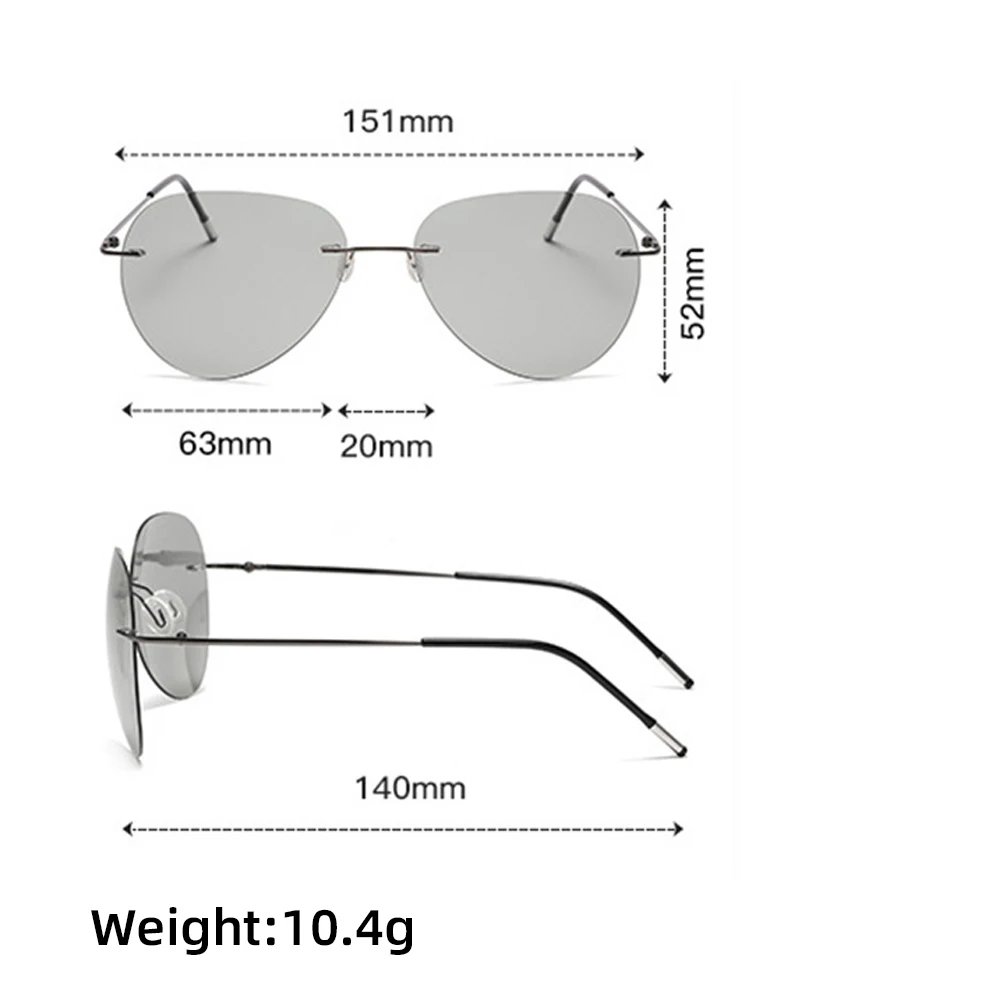 VIVIBEE polarize fotokromik erkek Pilot güneş gözlüğü kadın havacılık titanyum güneş gözlüğü 52mm hafif renk değişimi gözlük