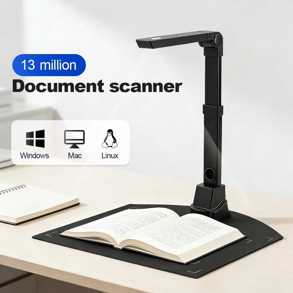 13 Megapixel A3 Document Scanner Mac&Windows&Linux High-Speed Document Camera OCR for Nearly 200 Languages