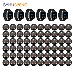 BYHUBYENG Wireless Calling Button Restaurant Waiter Pager System  60  Call Button + 6  Watch Receiver for Bar Cafe Food Truck