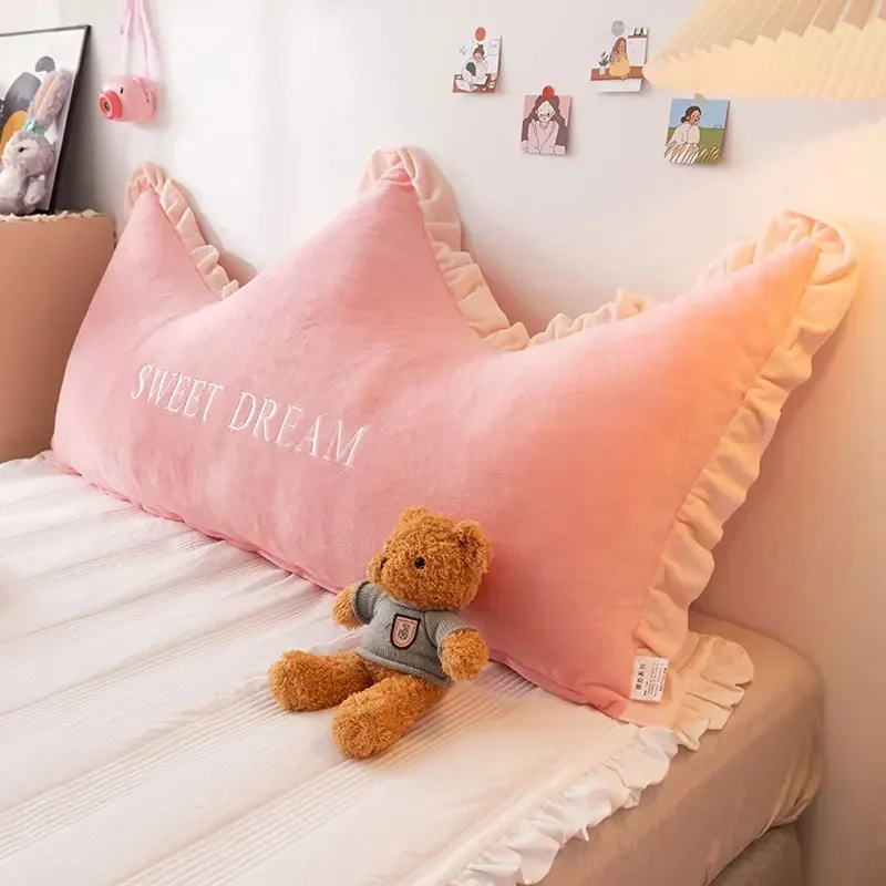 Headboard Wedge Pink Pillow Tatami Lumbar Cushions Long Bolster Children Room Decor Bedside Pillow Sleeping Pillow for Bed