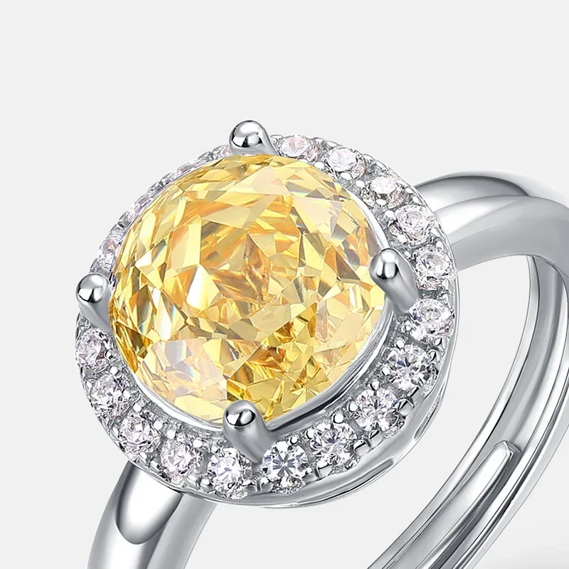 18K Gold Millennium Rose Cut Moissanite Ring Surrounded By Colored Baby Stones PT950 Platinum Open Ring