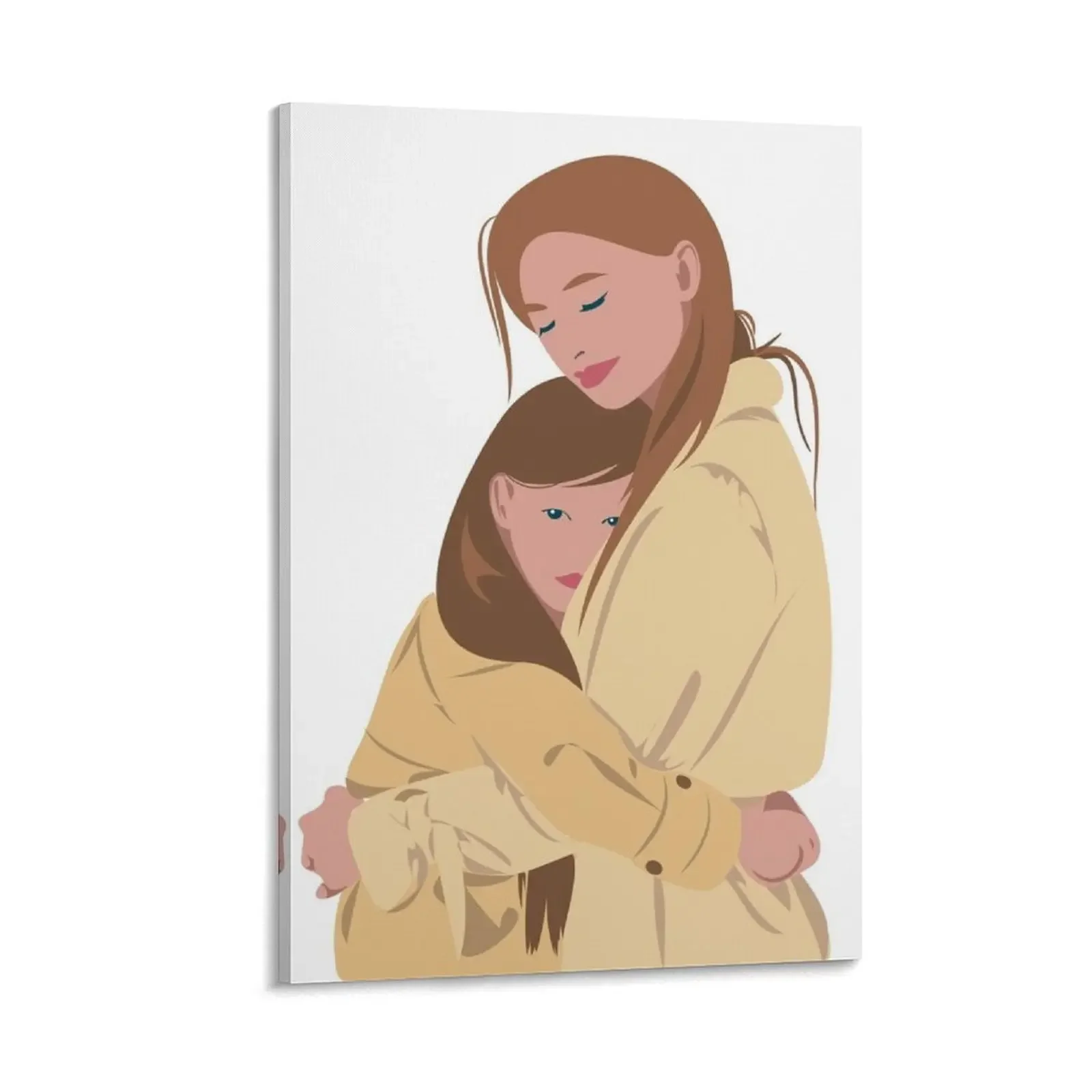 

Drawing of mother and daughter hugging each other with love. Canvas Painting decorations for the room