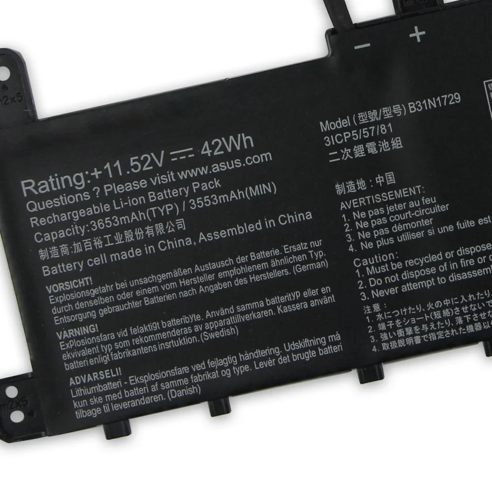 بطارية بديلة B31N1729 لبطاريات ASUS VivoBook S15 S530 S530U S530UN S530UA مع أداة 3653 مللي أمبير في الساعة