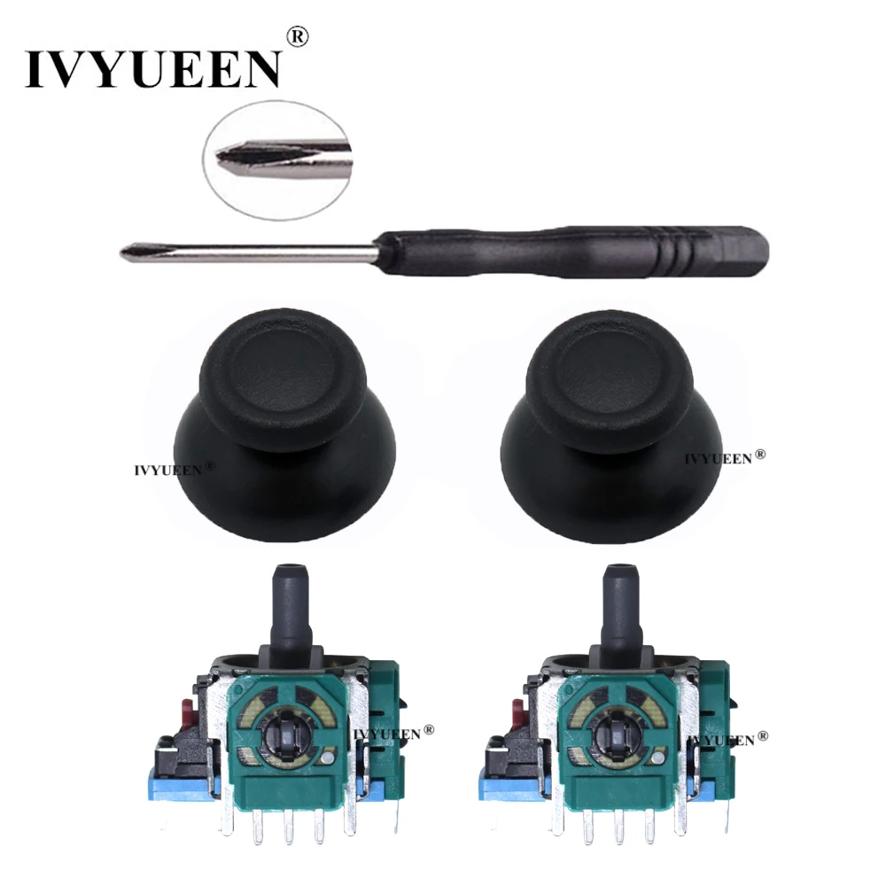 IVYUEEN for Dualshock 4 PS4 PRO Slim Controller 3D Analog Thumb Stick 3 Pin Sensor Module Potentiometer with ThumbSticks Caps
