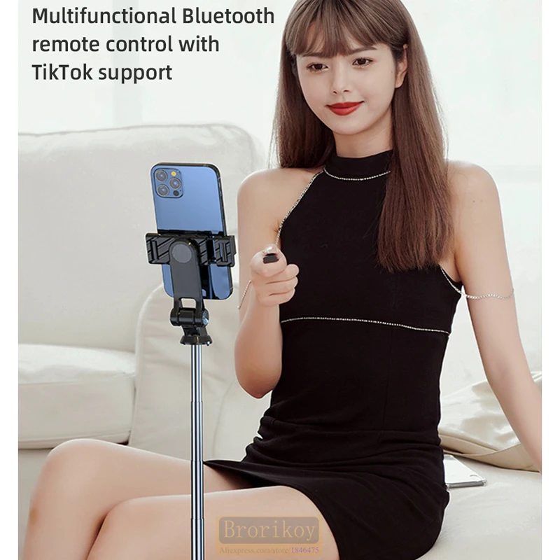 Wireless Bluetooth Selfie Stick Tripod Foldable Monopods With Video Remote Control Shutter Extendable 360° Rotation Phone Clip