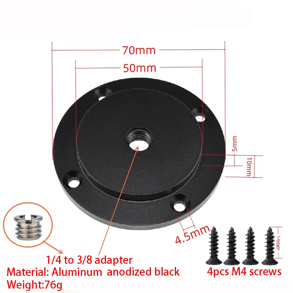 New design Aluminum alloy flange tripod accessory with 1/4 to 3/8 disc outdoor camping pizza plate connector