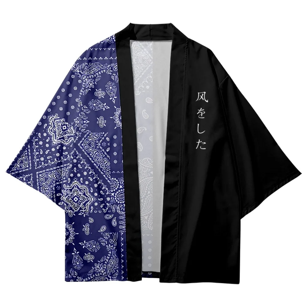 

Splicing Cashew Printed Japanese Kimono Beach Shorts Traditional Anime Clothes Cardigan Cosplay Men Women Yukata Shirt Blouse