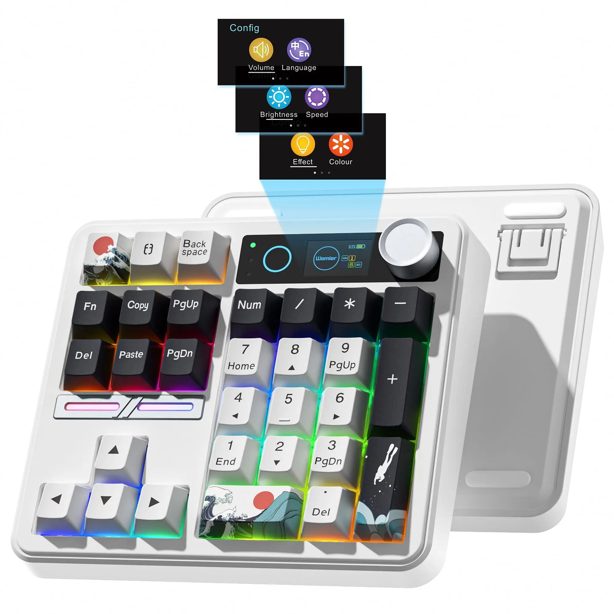 Womier SK30 Mini Wireless Mechanical Gasket Keyboard Numpad RGB Backlight with Multimedia Knob & Screen