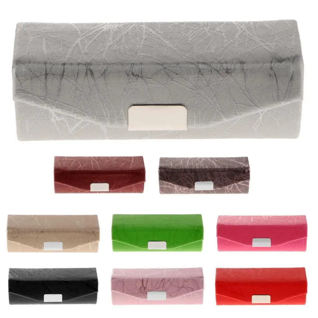 Soft Leather Lipstick Case Holder With Mirror,Chinese Traditional Cracked stone Design Makeup Jewelry Holder Box Lip Balm