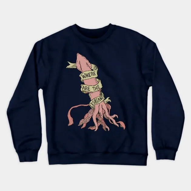 

Autumn and Winter Squid & Witty Text Sweatshirt, "Squid with 'Where Are The Lesbians' Graphic" for A Trendy Look