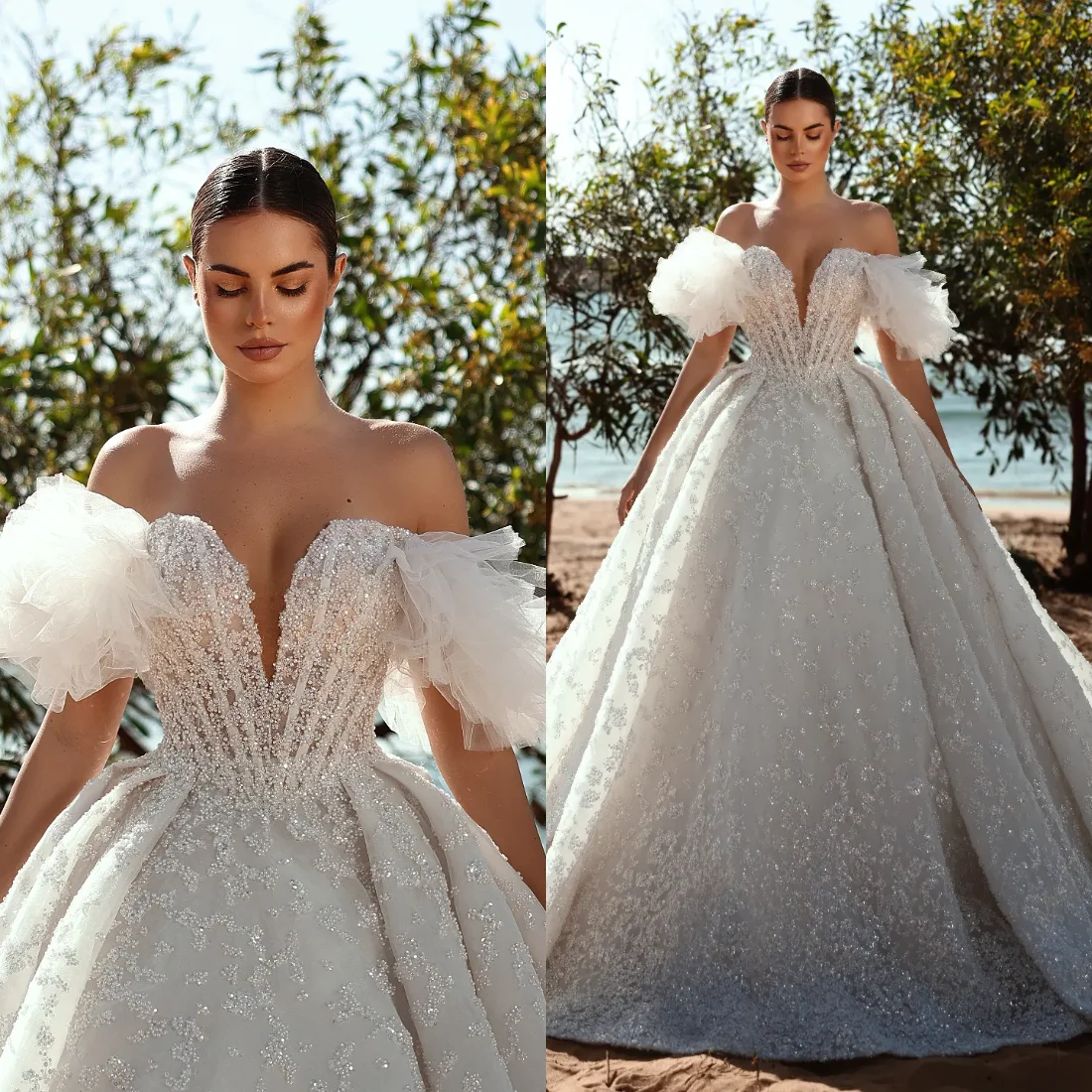 

Роскошные свадебные платья-баллоны с аппликациями и кружевом, со шлейфом, на шнуровке сзади, индивидуальный пошив, Robe De Mariée