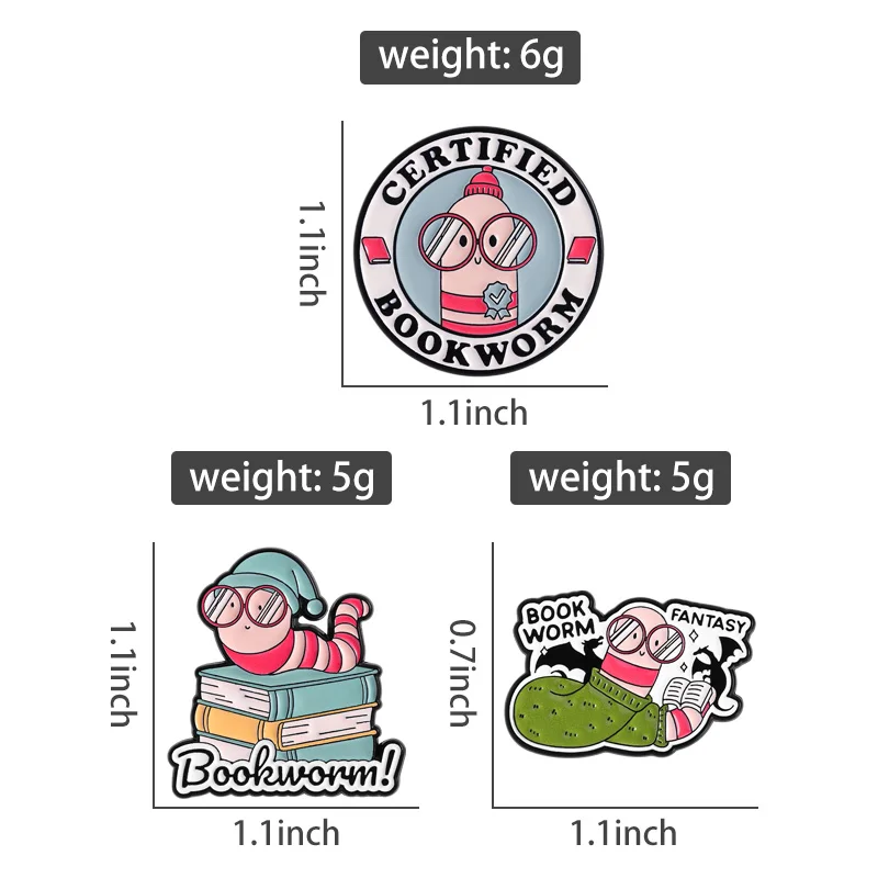 Certified Bookworm Enamel Pins Fantacy Bookish Brooches Lapel Badge Booknerd Books Reader Jewelry Gift for Friends