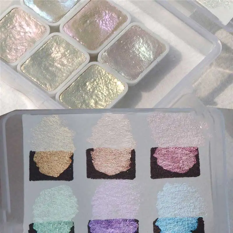 Set di pittura ad acquerello perlescente a 6 colori, kit di pittura artigianale con luccichio metallico per artisti e hobbisti