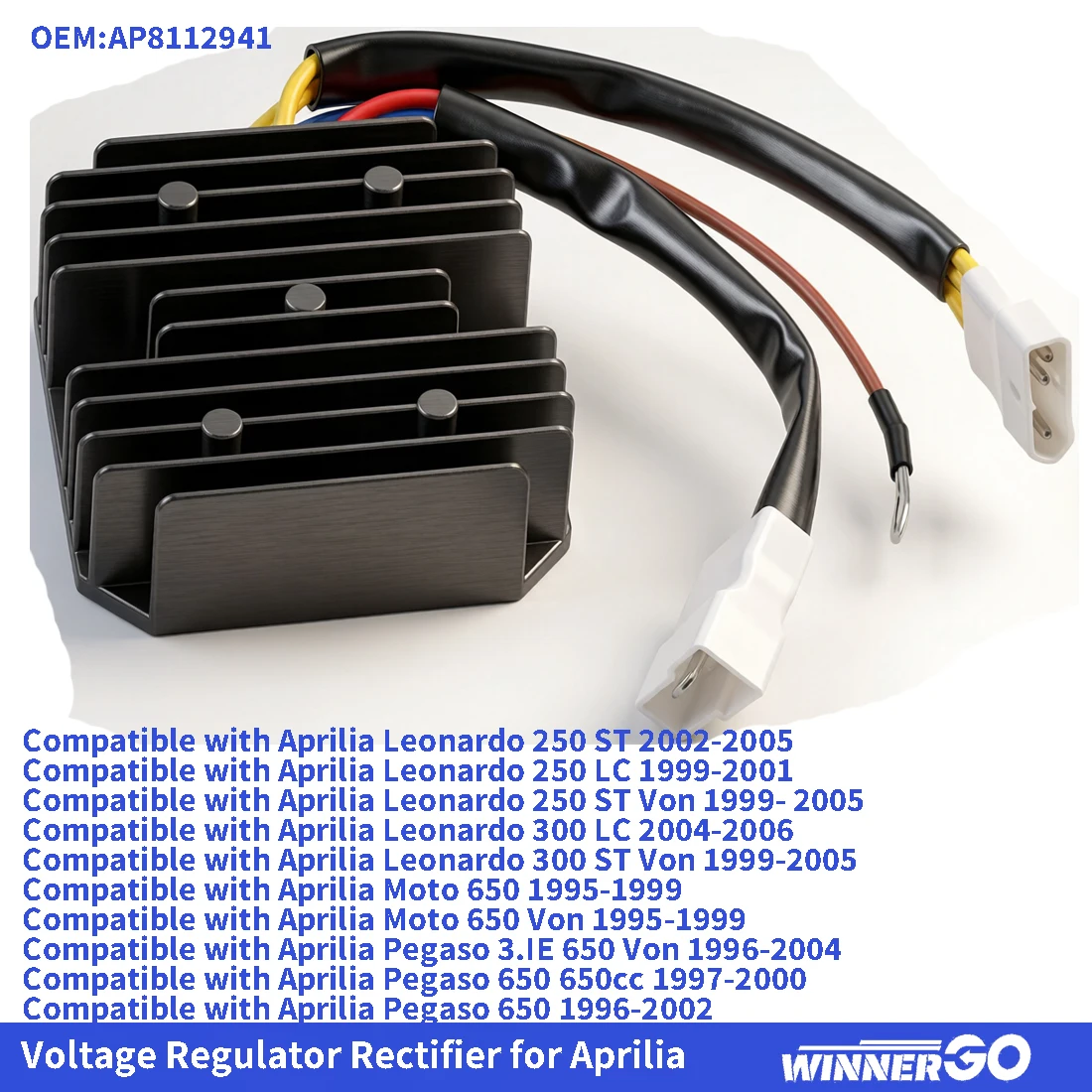 Regulador de Voltaje Rectificador AP8112941 para APRILIA Pegaso 650 650cc 1992-2000 Moto 650 1995-1999 Leonardo 250 300 Leonardo ST