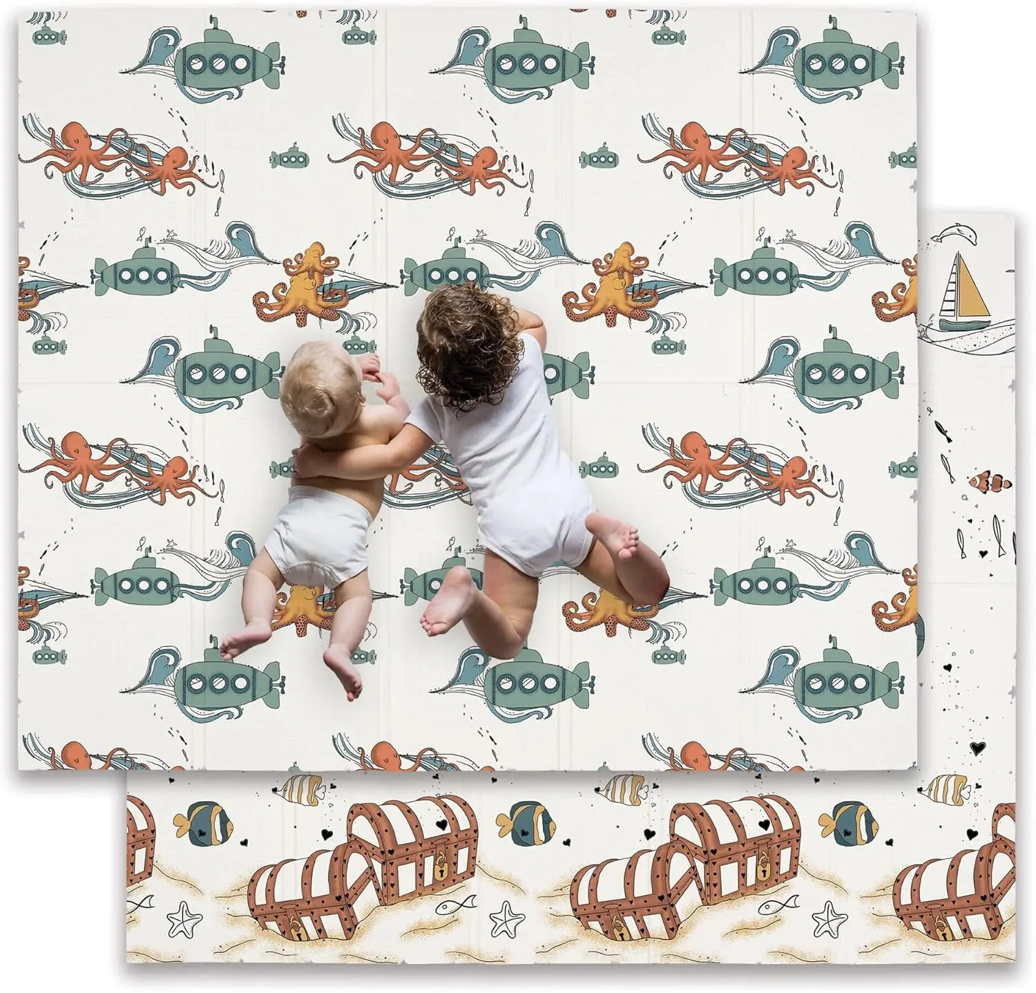 

Large Folding Foam Play Mat for Infants, Babies, Toddlers - Waterproof, Double-Sided (70" x 59")