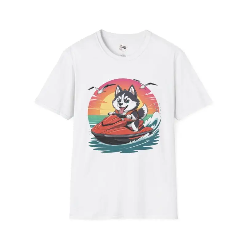 Summer Husky Jet Ski Beach Dog T-Shirt